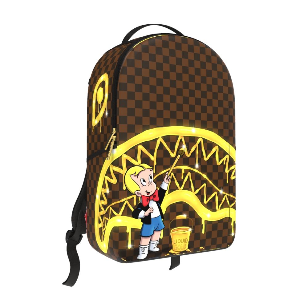 Sprayground Richie Rich Gold Sharkmouth DLXSV Backpack B7257