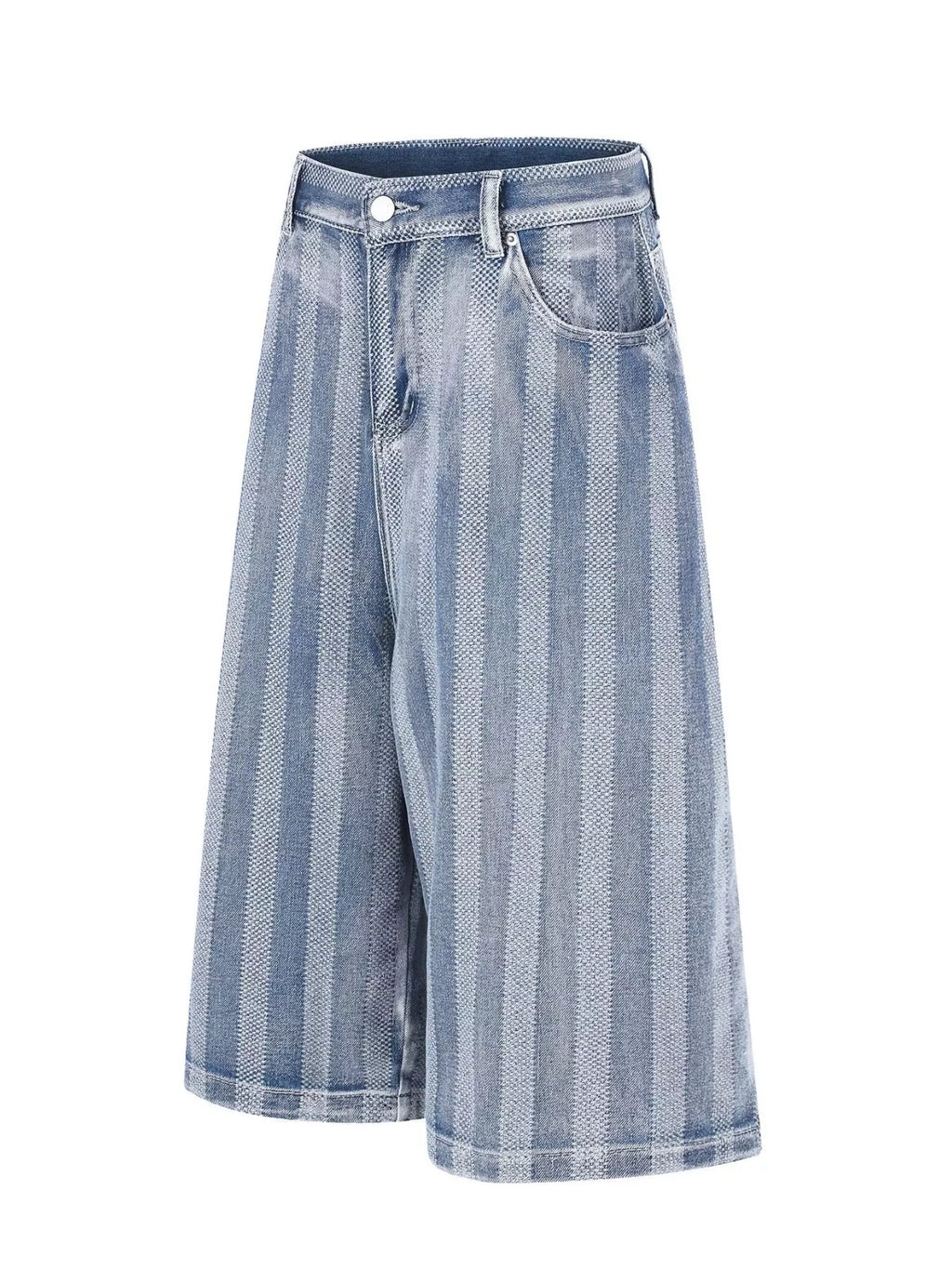 Men's Stripe Wide Leg Denim Capris