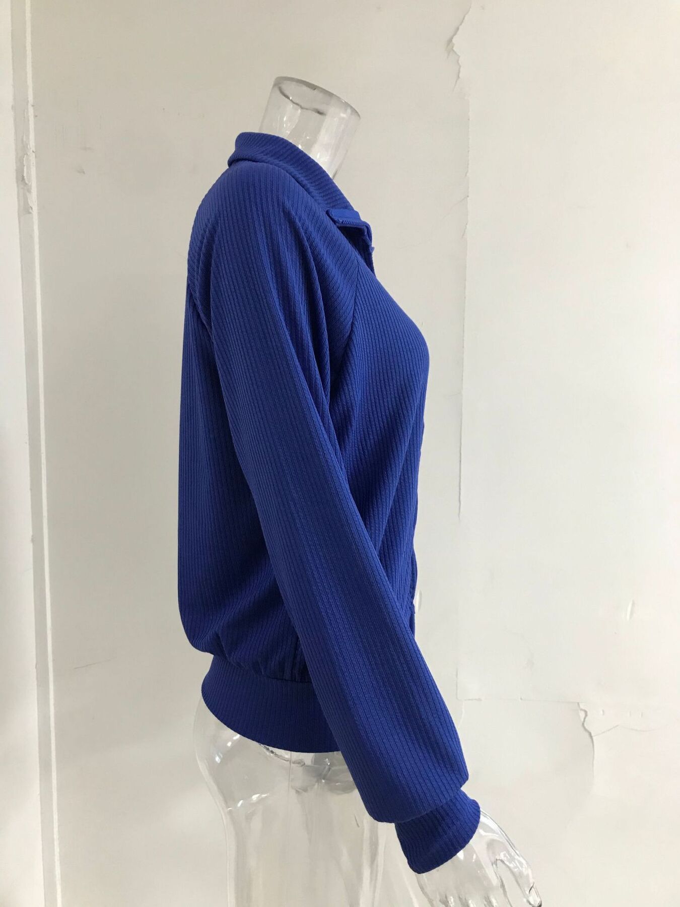 Full Size Ribbed Knit Zip-Up Outerwear Plus Size