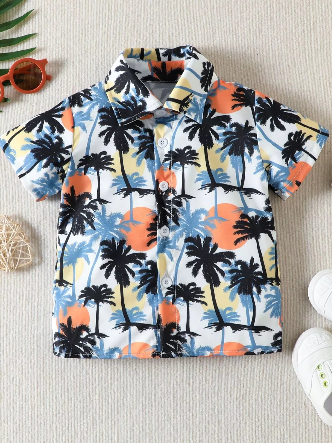 Children's Tropical Print Shirt and Shorts Set