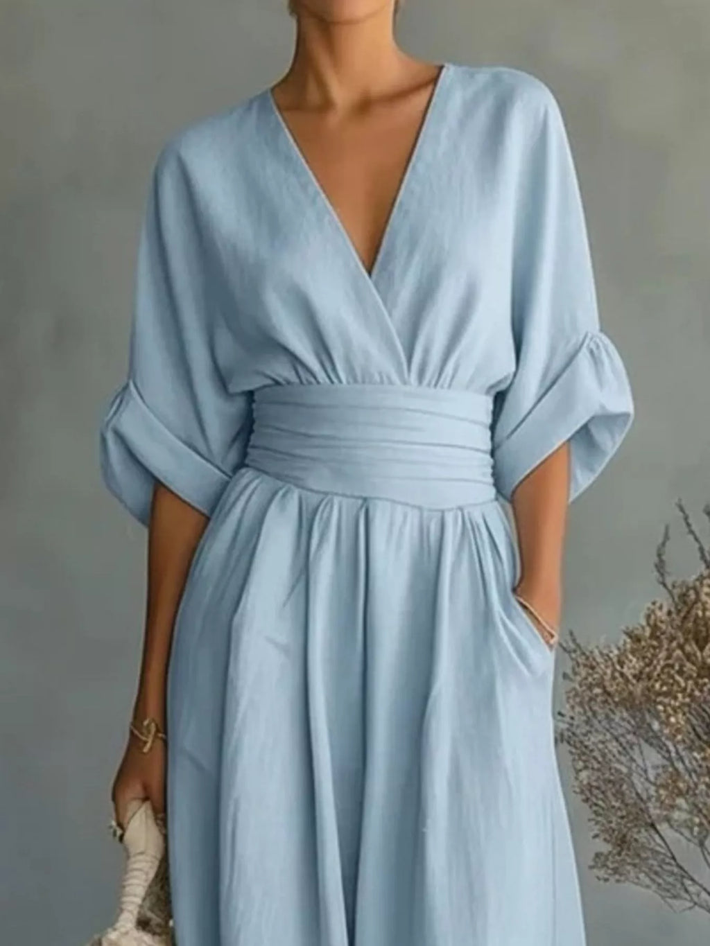 Full Size Half Sleeve Wide Leg Jumpsuit Plus Size