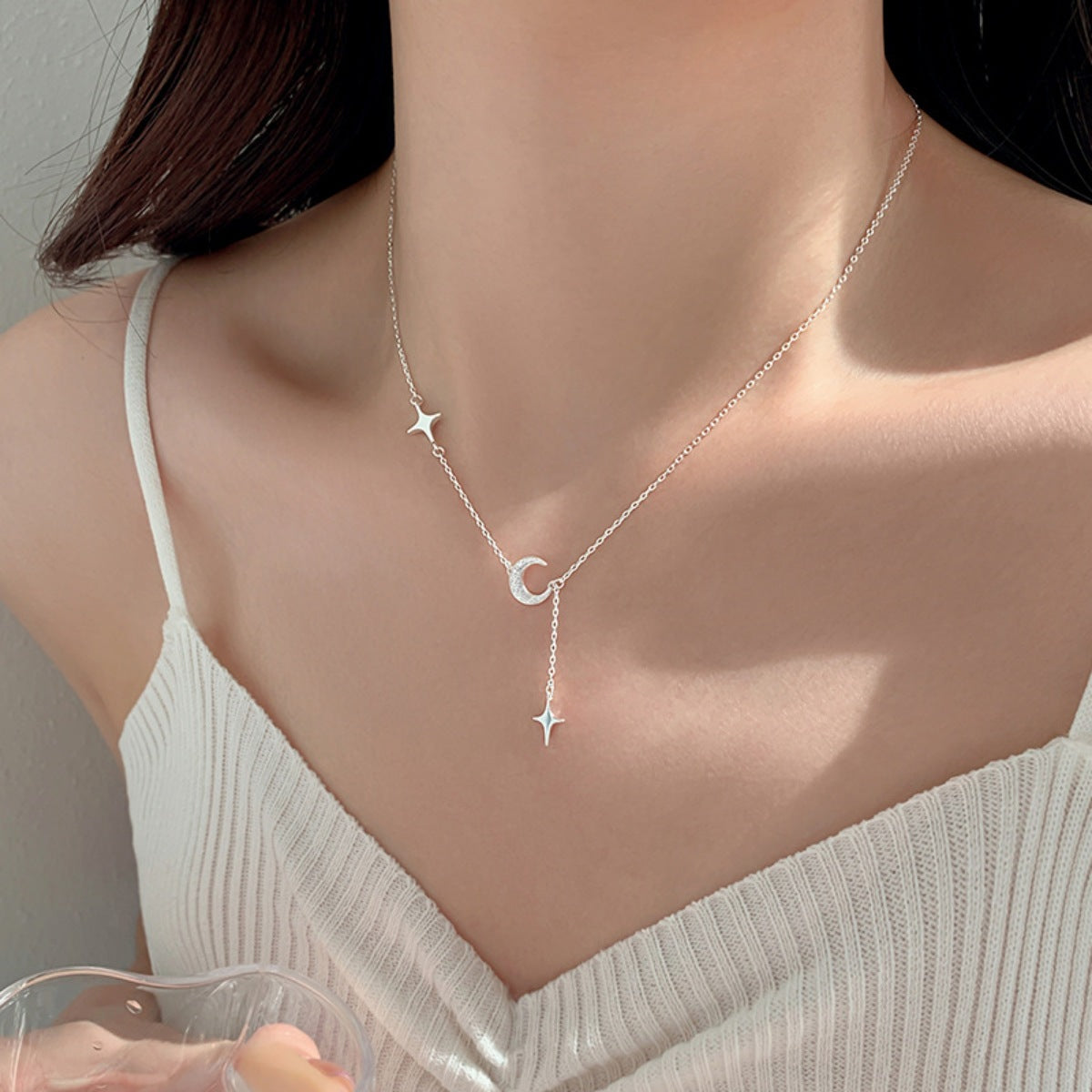 925 Sterling Silver Star Moon Necklace