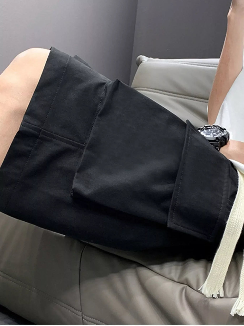 Men's Plus Size Casual Cargo Shorts with Drawstring