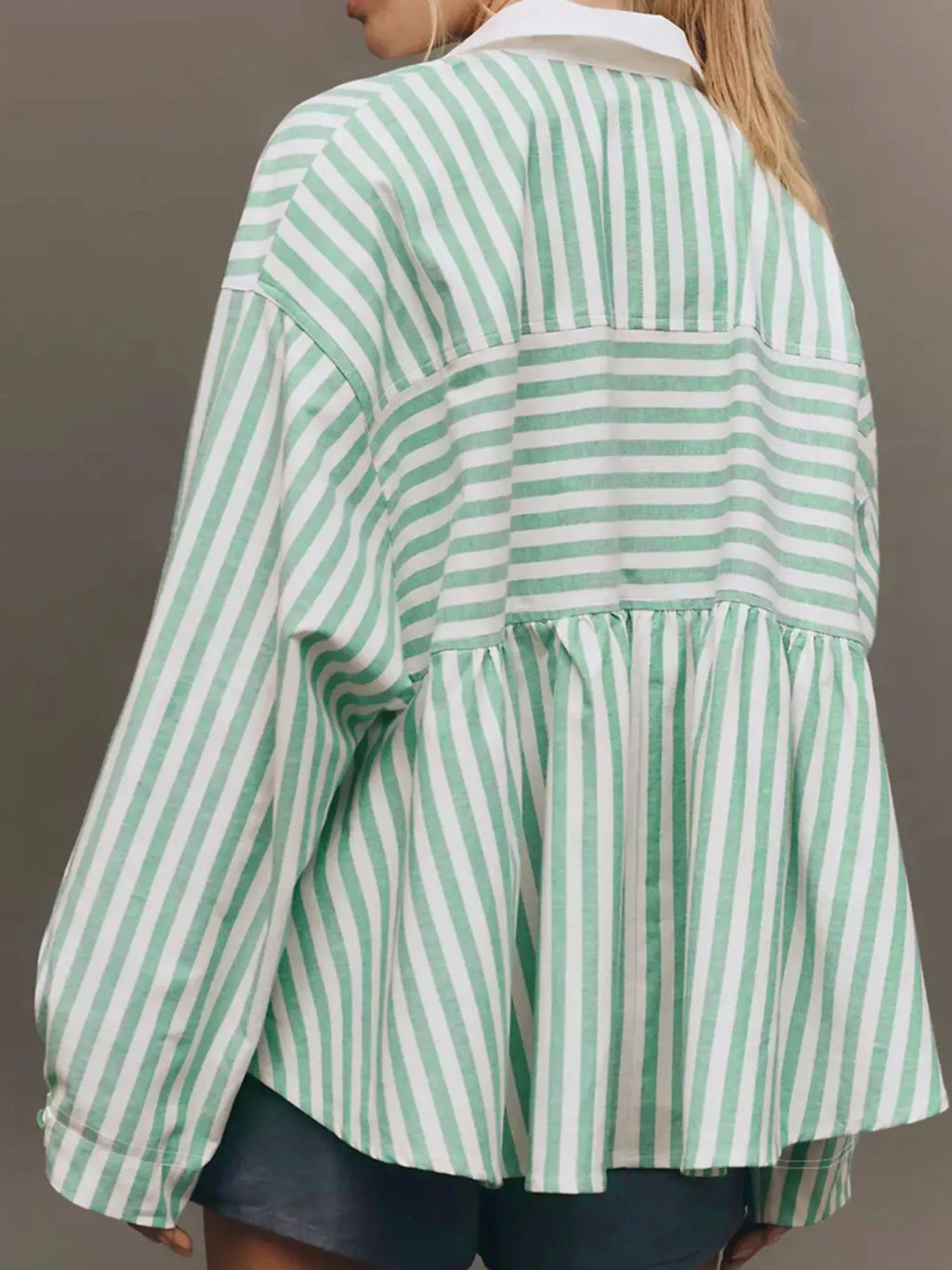 Stripe Half Zip Long Sleeve Swing Top