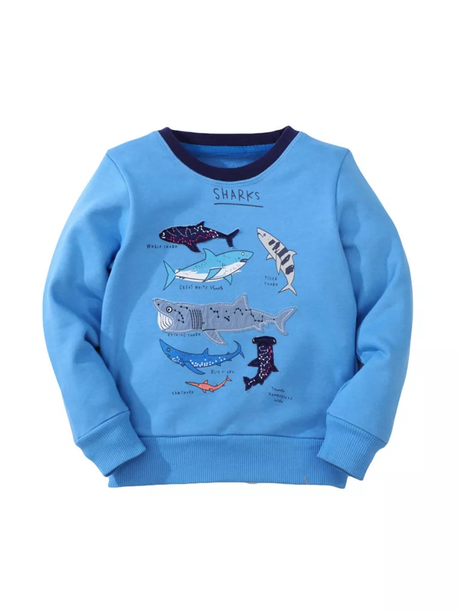 Children's Shark Print Crew Neck Sweatshirt