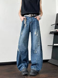 Men's Full Size Distressed Wide Leg Jeans Plus Size