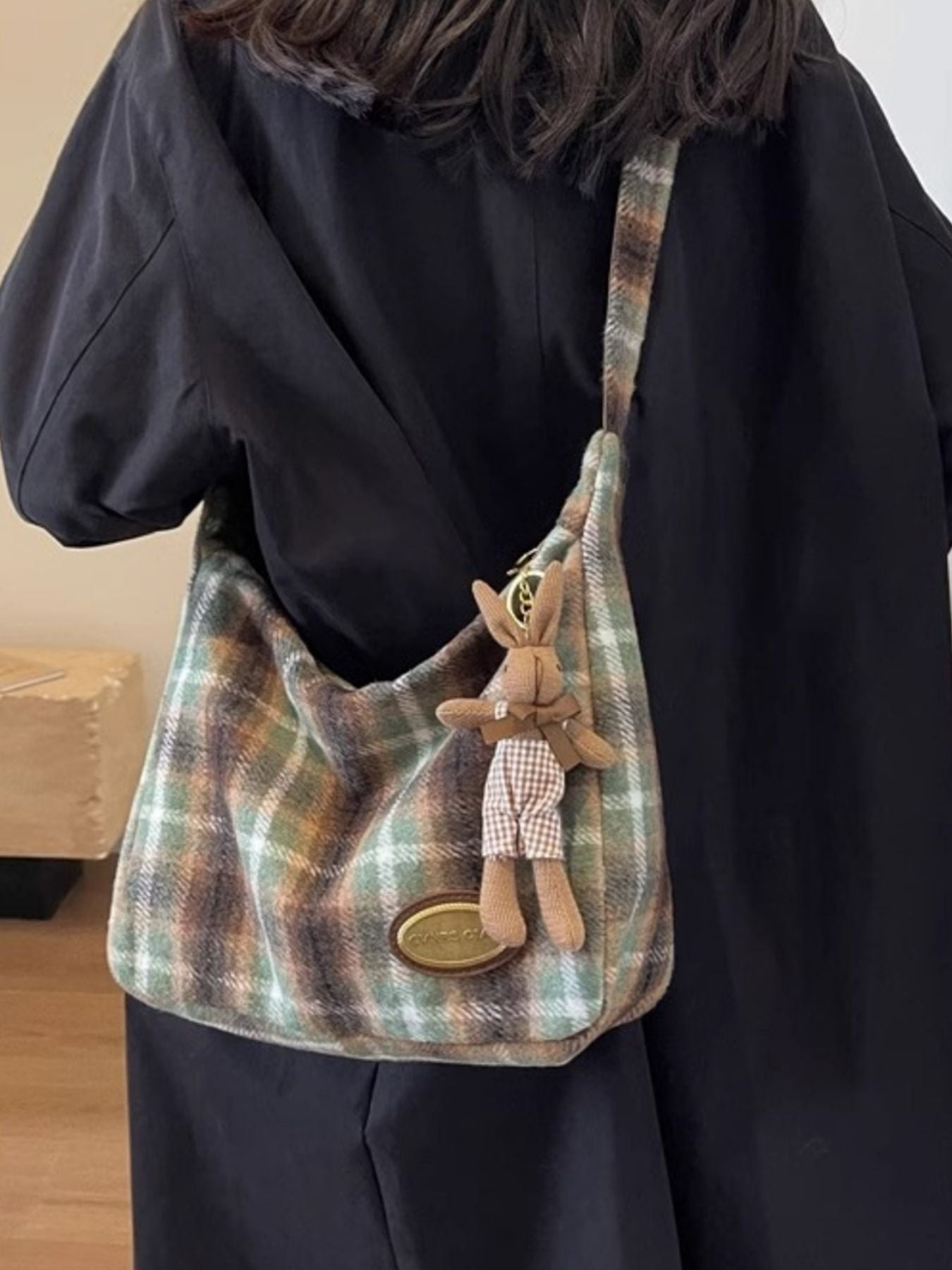 Plaid Pattern Shoulder Crossbody Bag