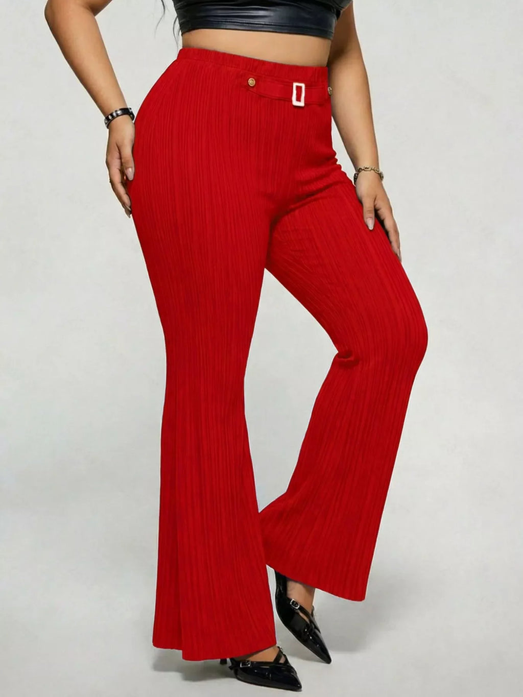 Plus Size High Waist Flare Pants