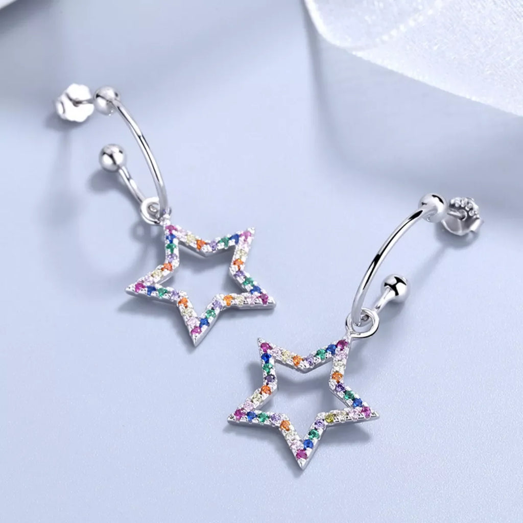 Star C-Hoop Dangle Earrings