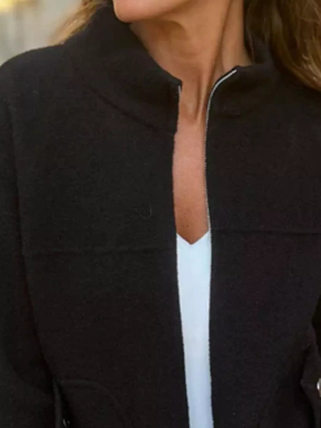 Full Size Textured Knit Zip Up Outerwear Plus Size