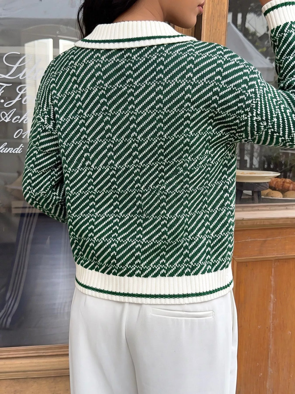 Geometric Patterned Collared Sweater