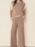 Color Block Detail Casual Two-piece Set