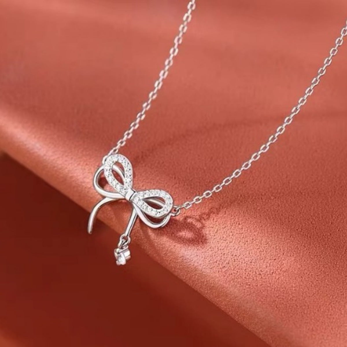 925 Sterling Silver Bowknot Pendant Necklace