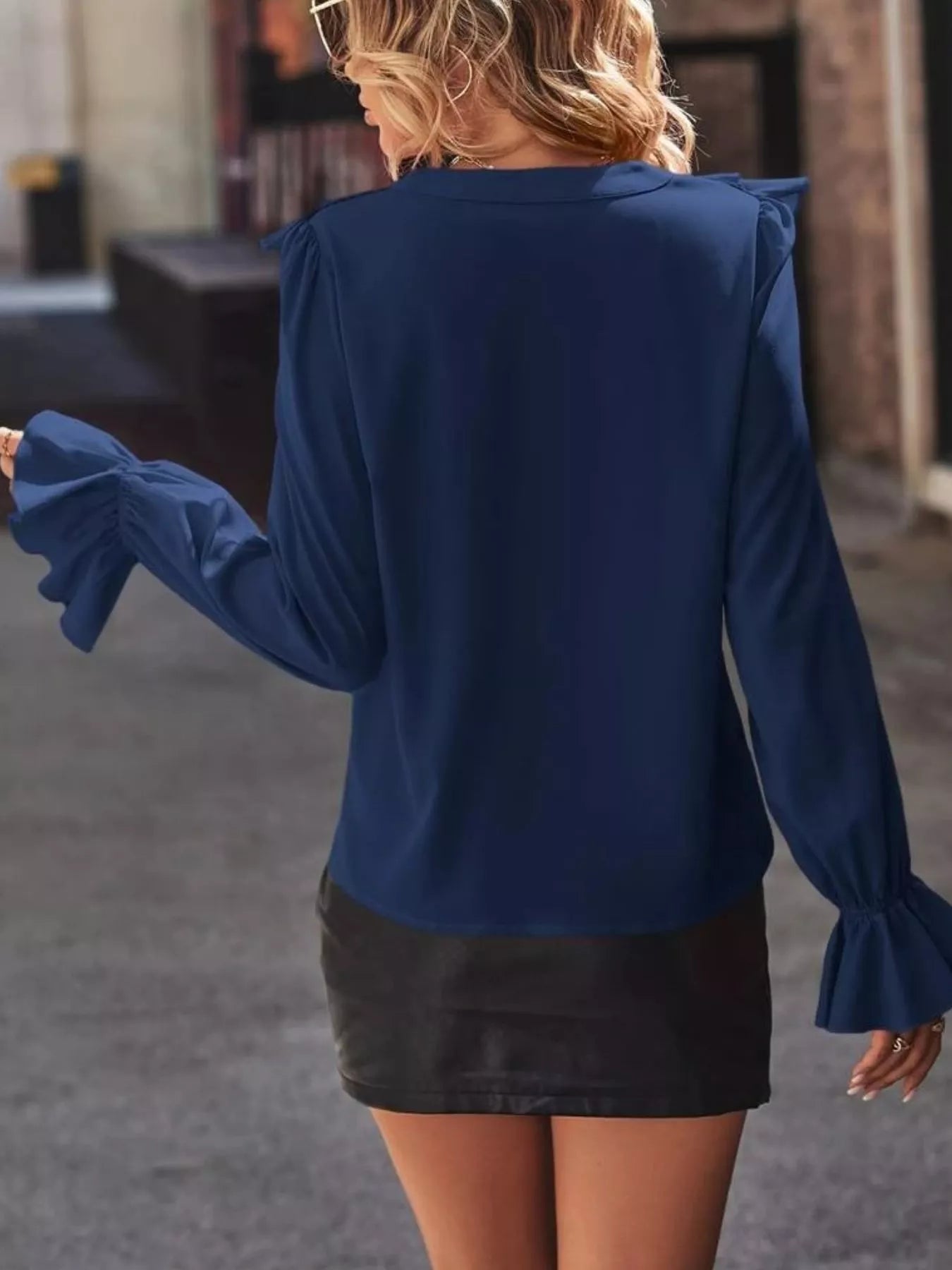 Ruffled Flounce Sleeve Blouse