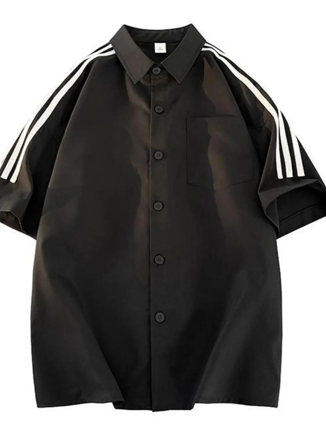 Men's Plus Size Striped Button Up Short Sleeve Shirt