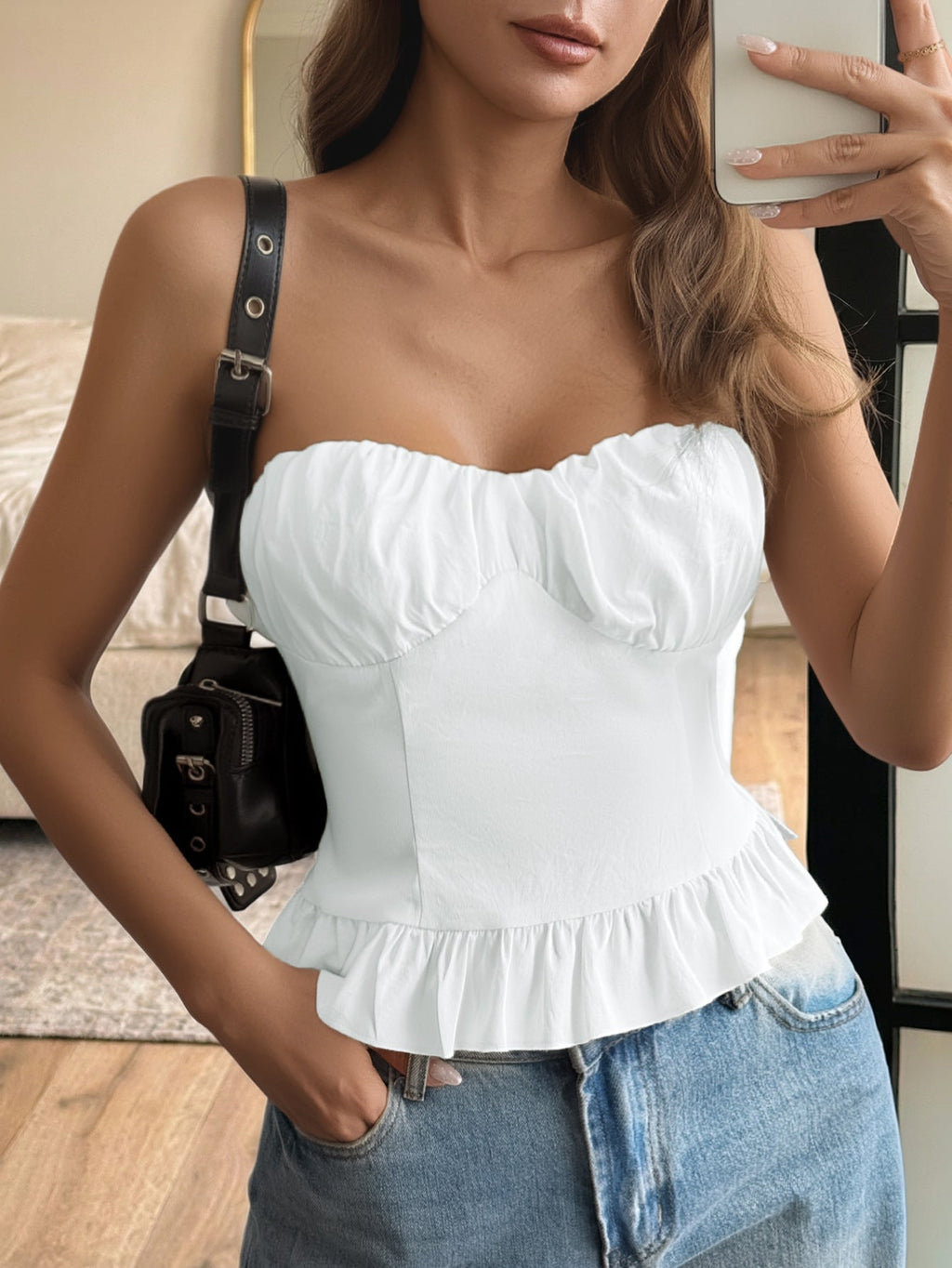 Ruffled Hem Tube Top