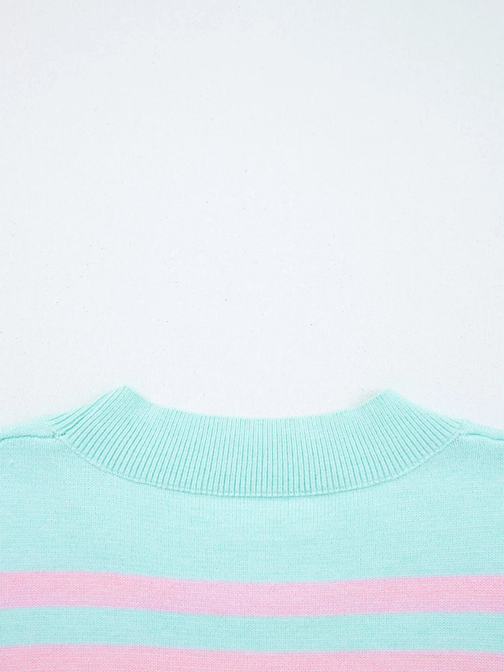 Multicolour Striped Knit Ribbed Trim Boxy Fit Cropped Sweater