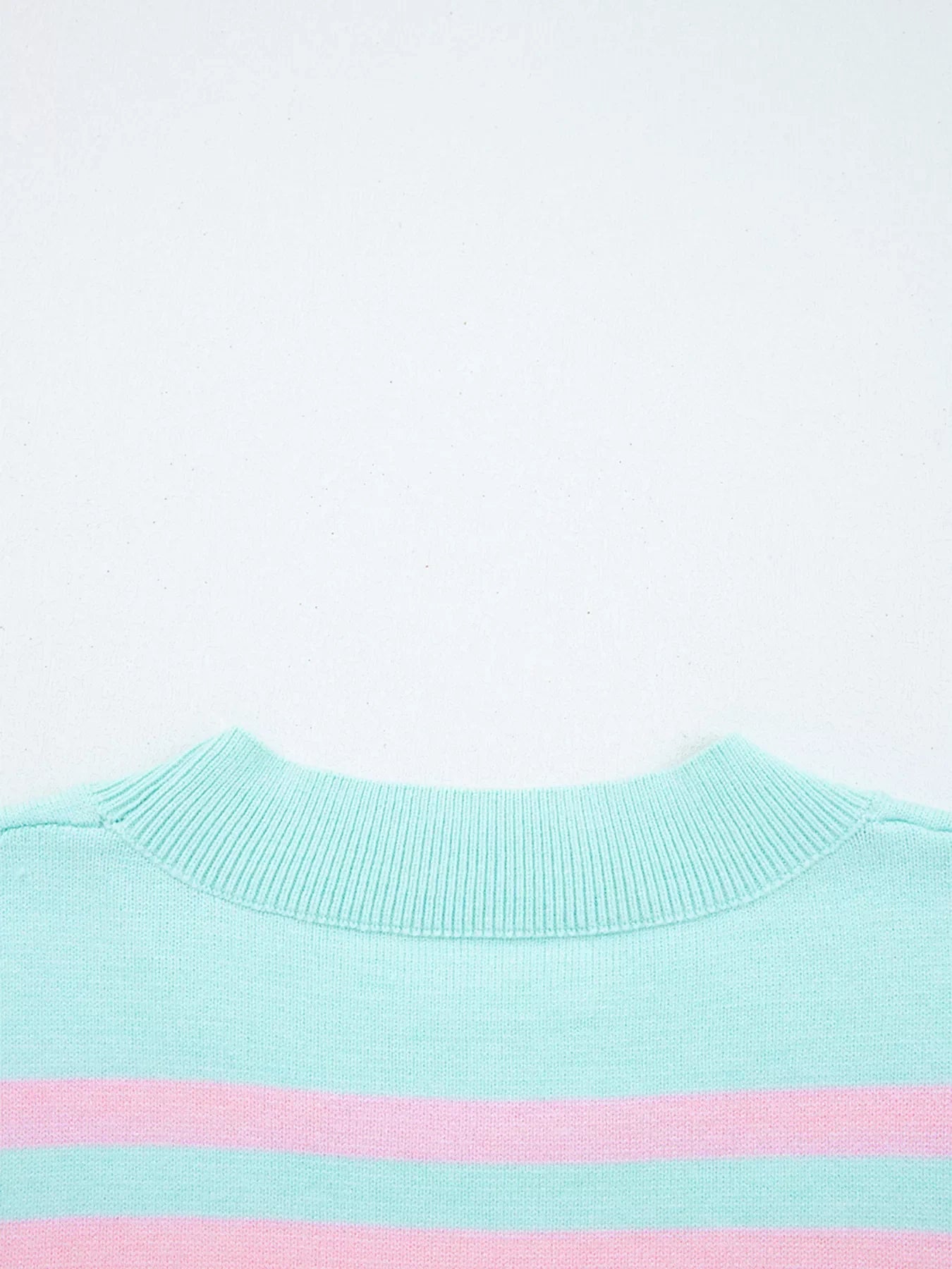 Multicolour Striped Knit Ribbed Trim Boxy Fit Cropped Sweater