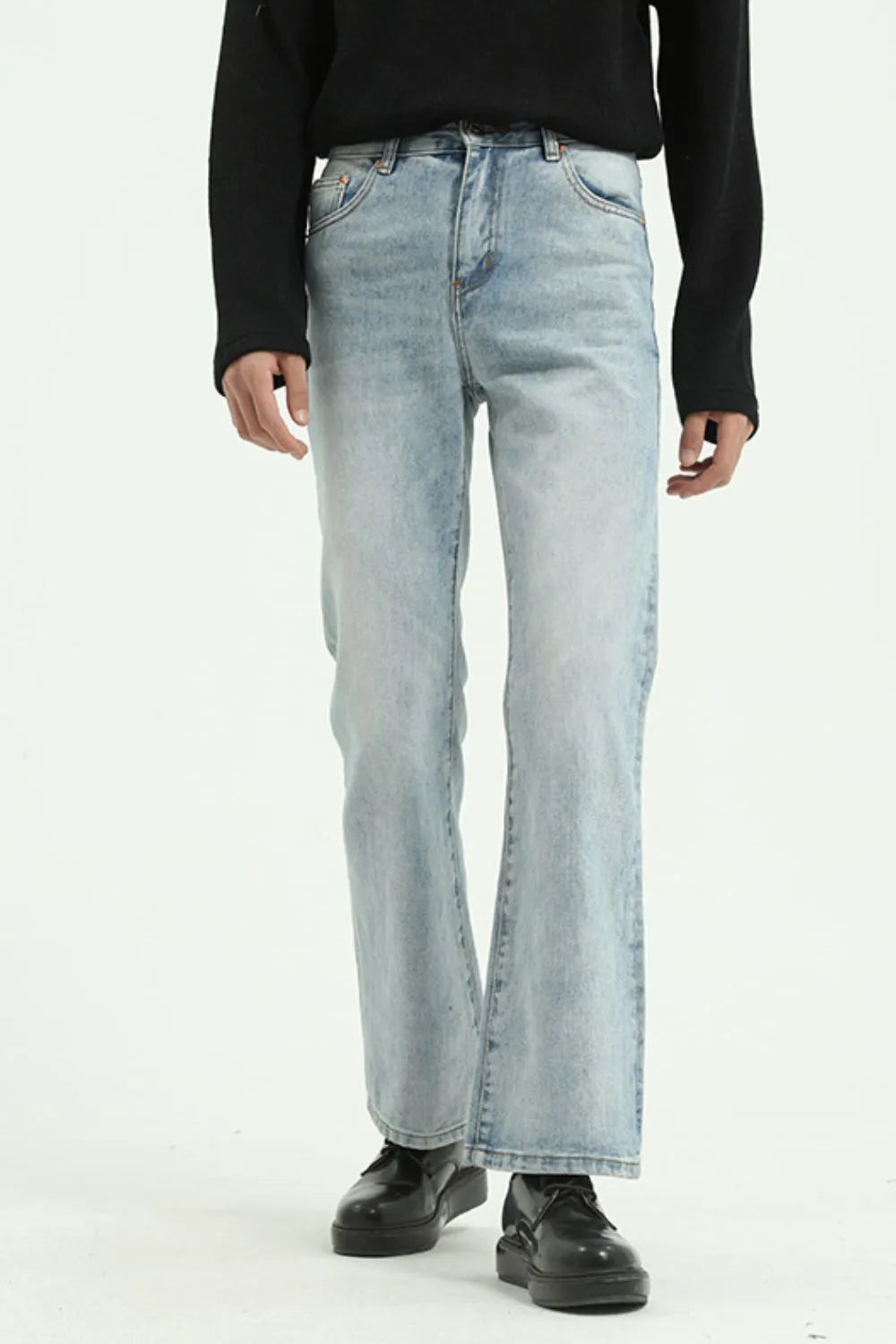 Men's Vintage Wash Straight Leg Jeans with Pockets