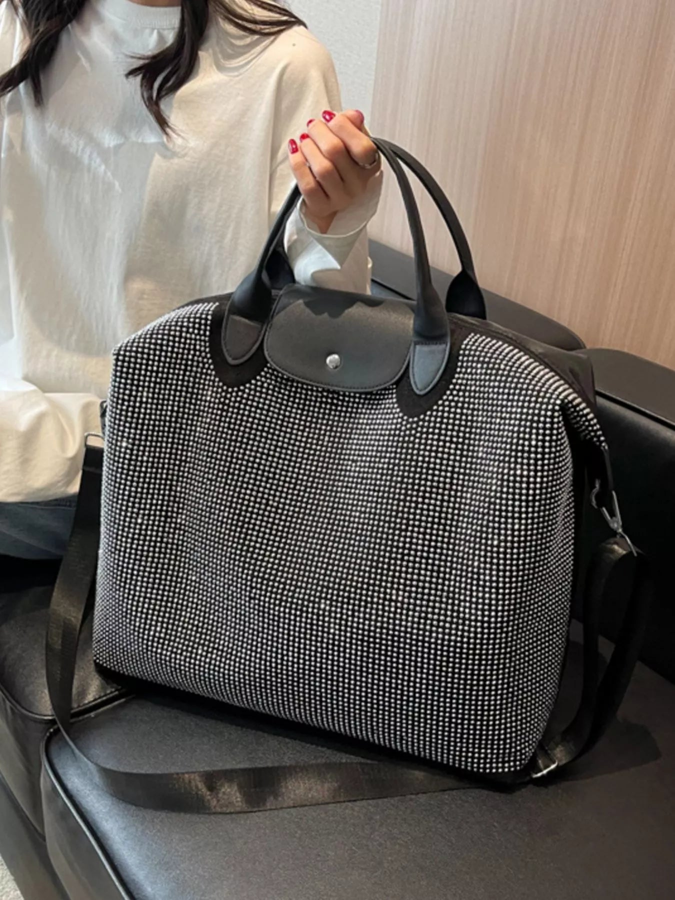 Rhinestone Embellished Crossbody Bag