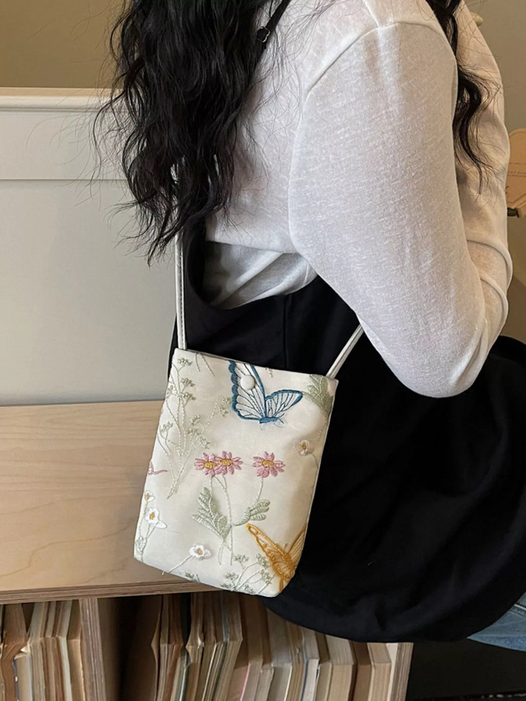 Embroidered Lightweight Crossbody Bag