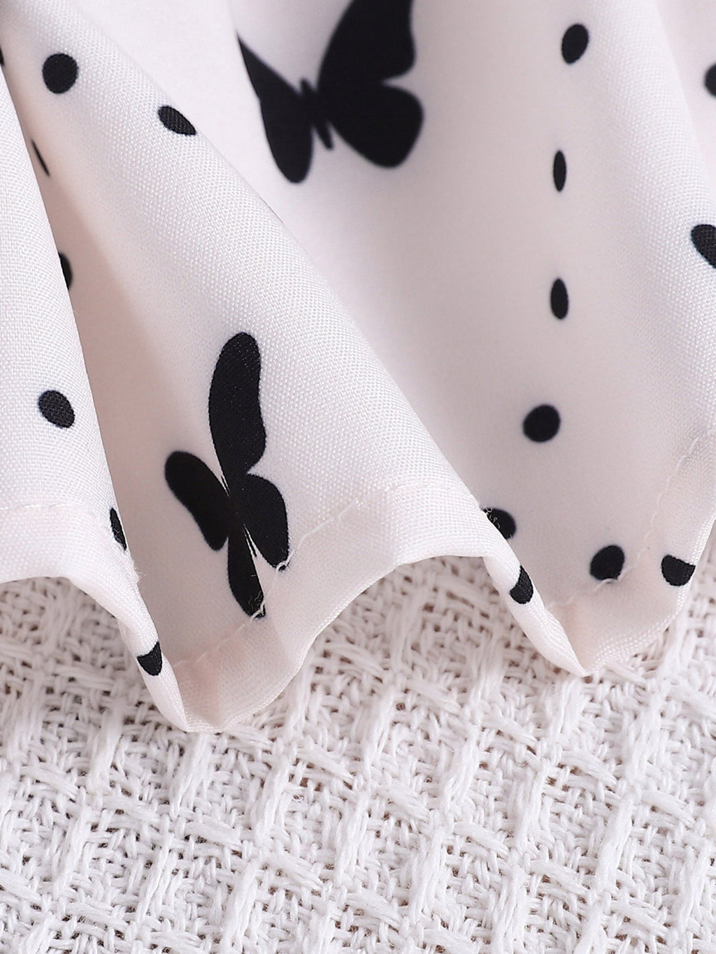 Children's Butterfly Print Lace Trim Peter Pan Collar Dress