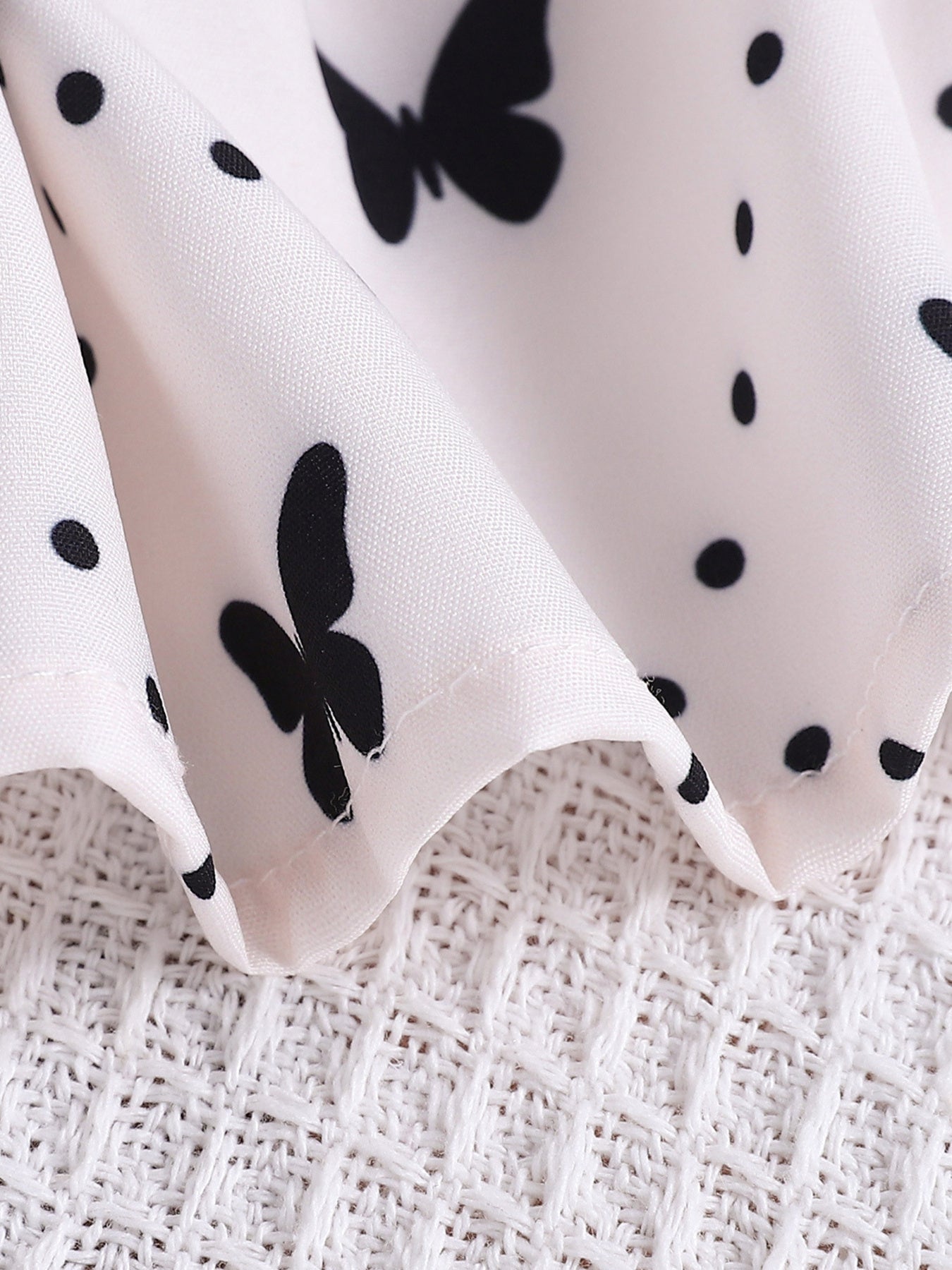 Children's Butterfly Print Lace Trim Peter Pan Collar Dress