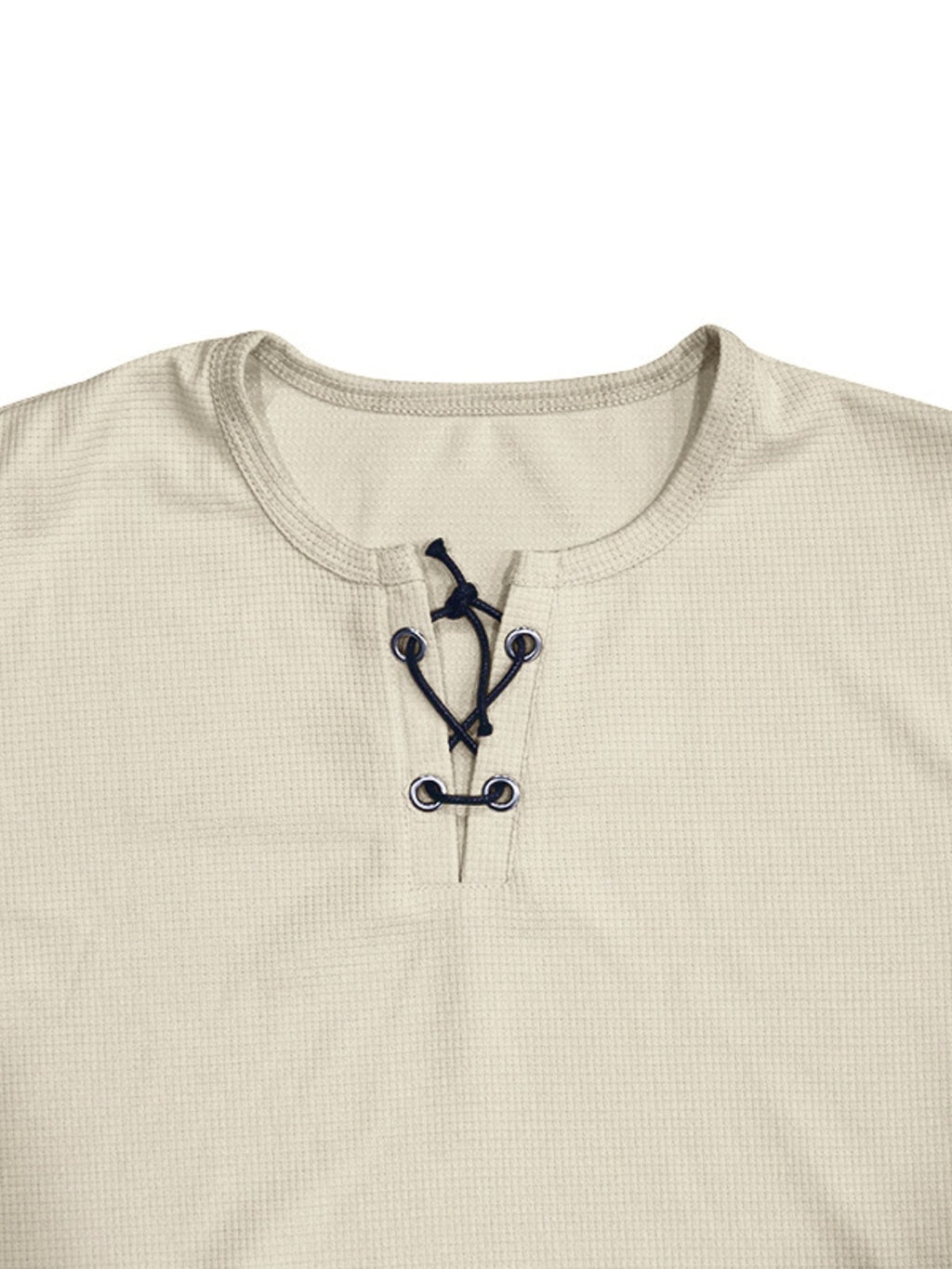 Men's Full Size Lace-Up Neck T-Shirt Plus Size