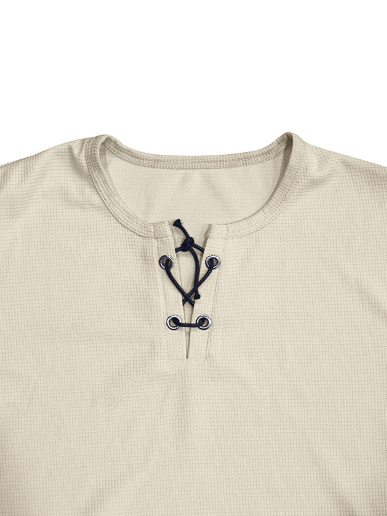 Men's Full Size Lace-Up Neck T-Shirt Plus Size