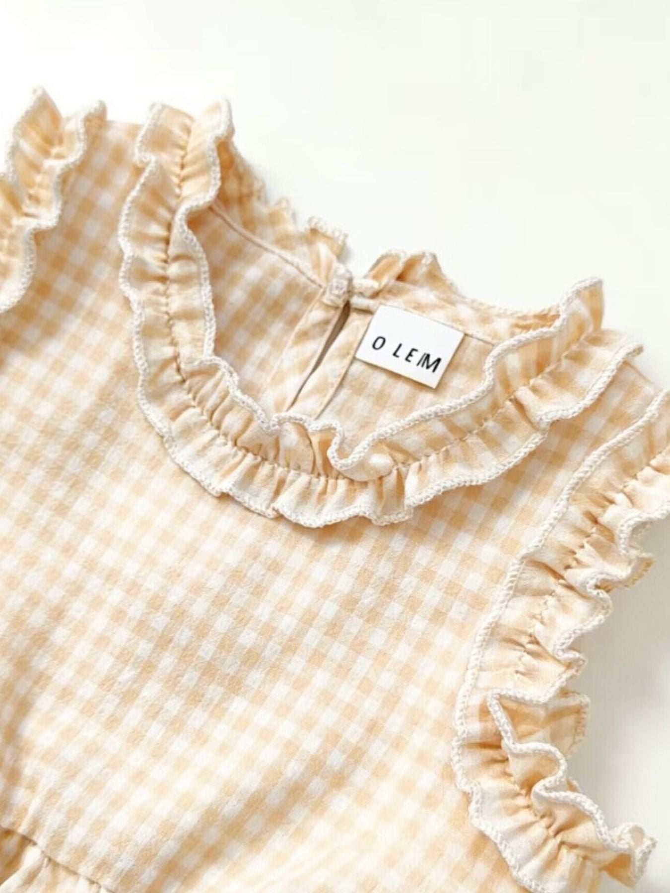 Children's Gingham Ruffle Trim Tank Top & Shorts Set