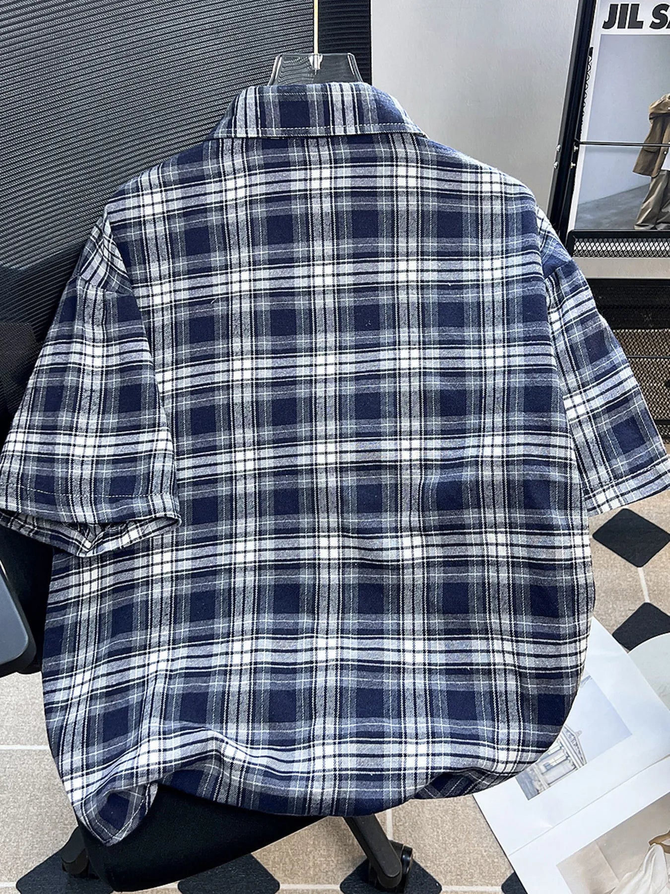 Men's Plus Size Plaid Button Up Short Sleeve Shirt