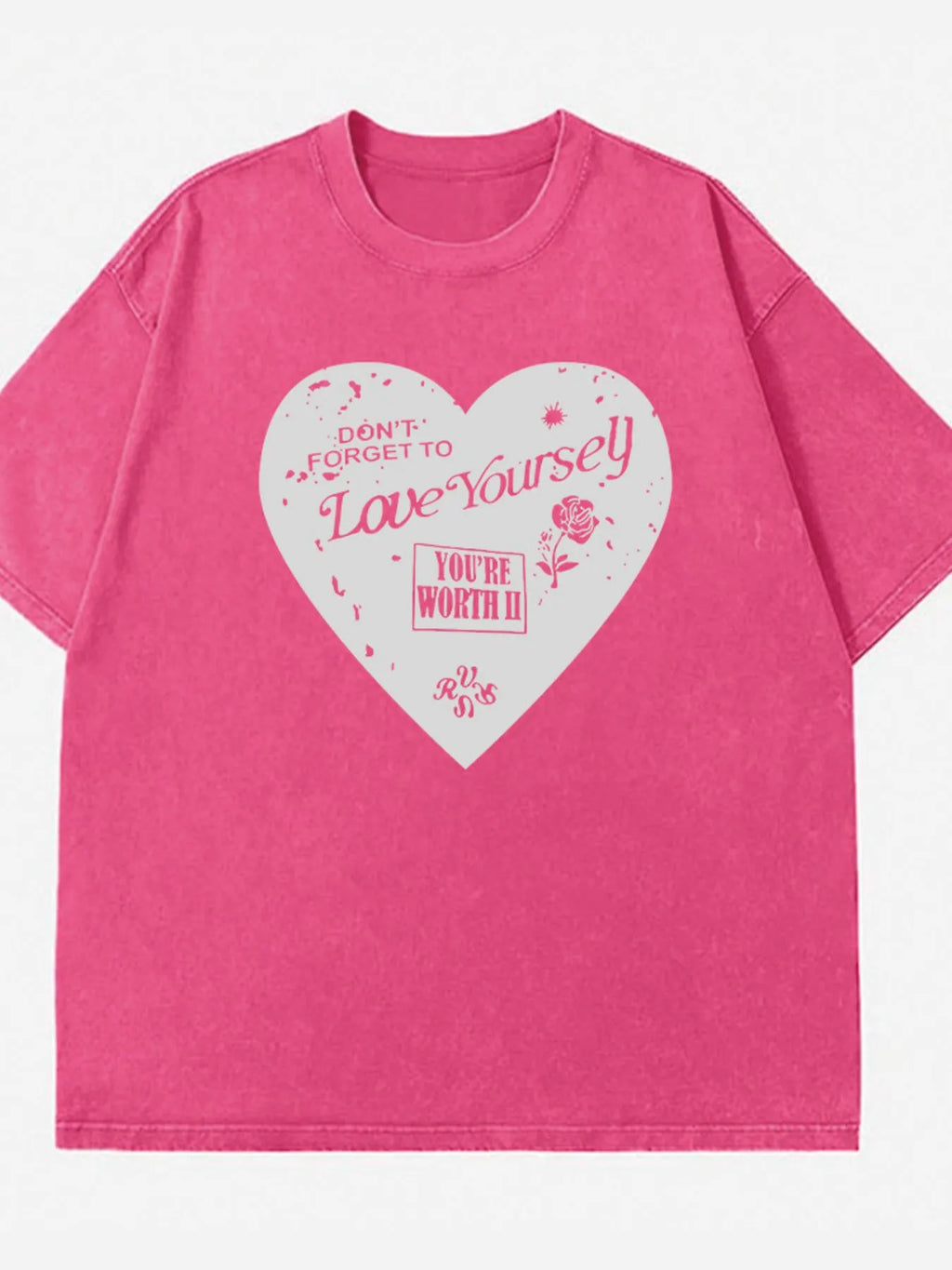 Heart Round Neck Short Sleeve T-Shirt