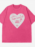 Heart Round Neck Short Sleeve T-Shirt