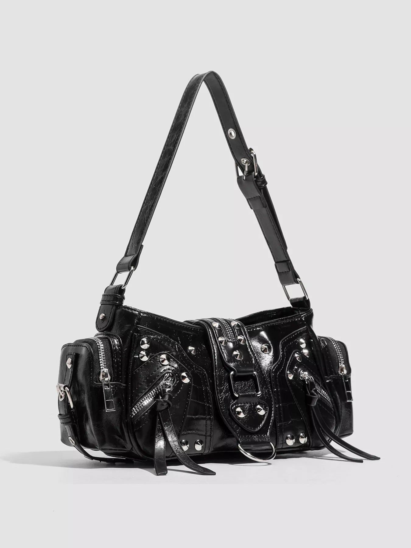 Rivet Embellished Shoulder Bag