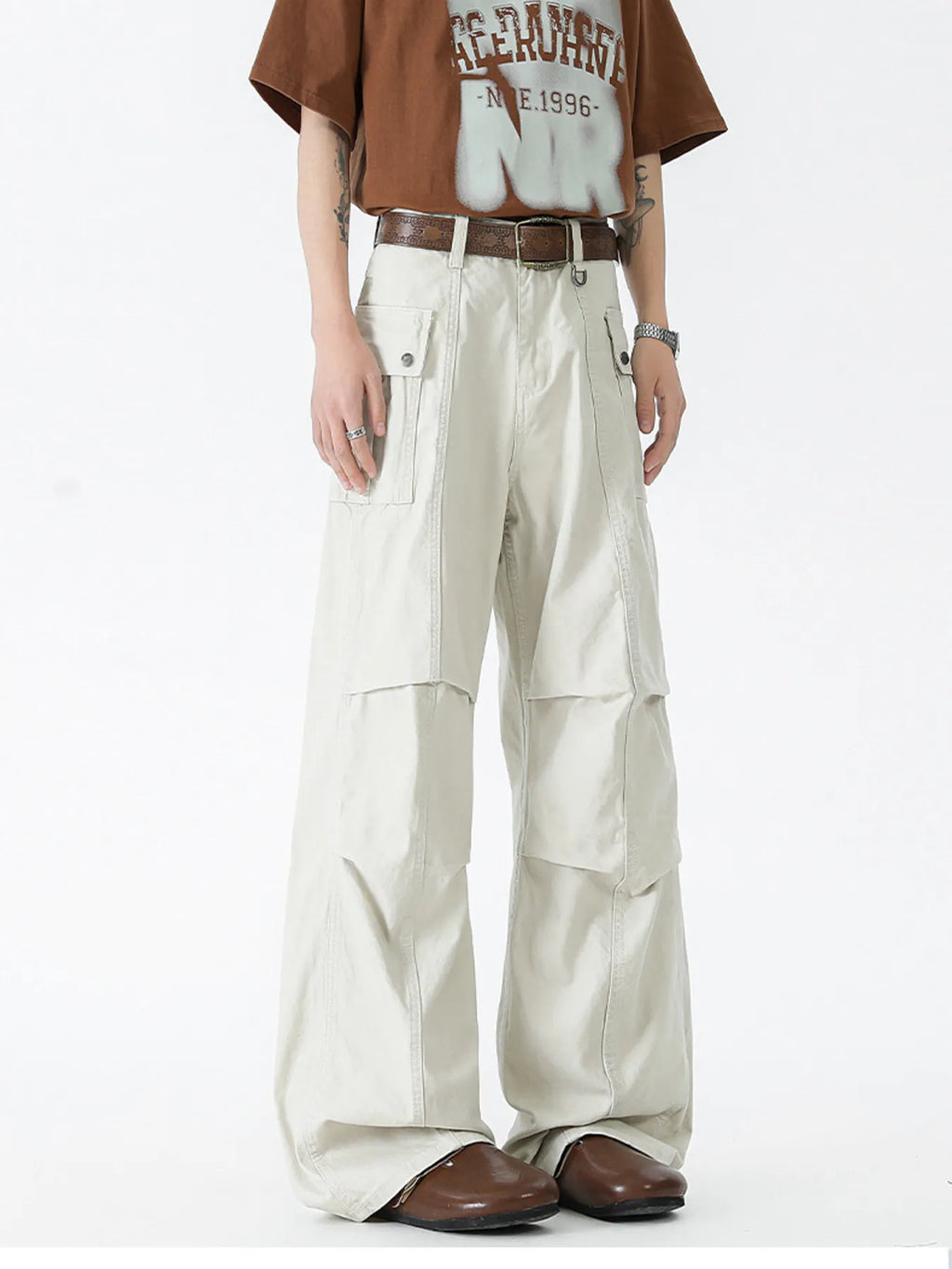 Men's Vintage Wide Leg Cargo Jeans