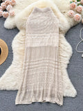 Knitted Hollow Out Maxi Skirt