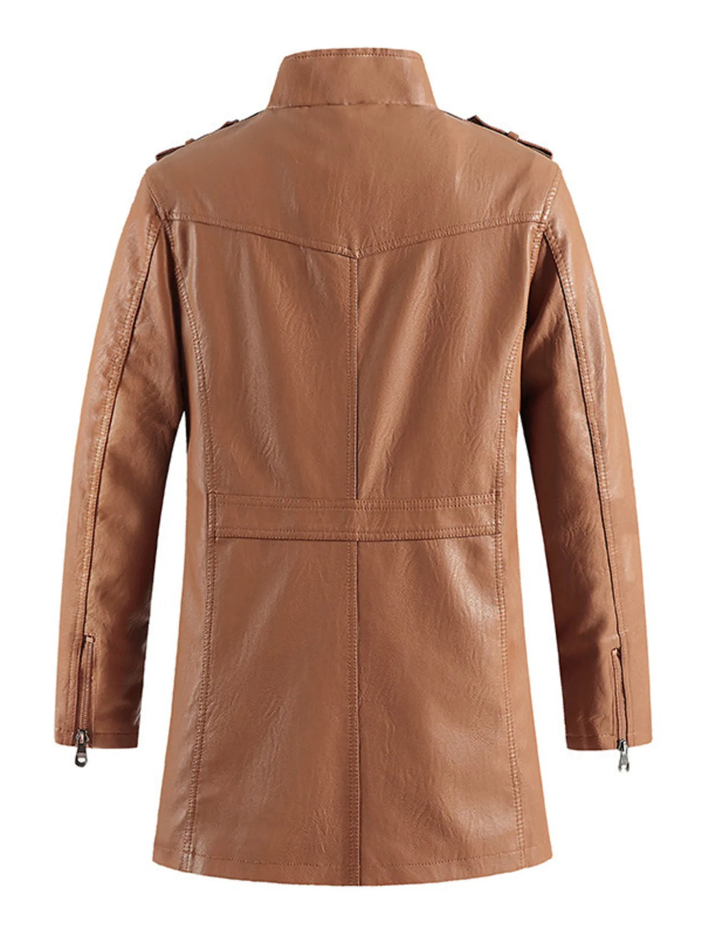 Men's Zip Up Long Sleeve Leather Jacket