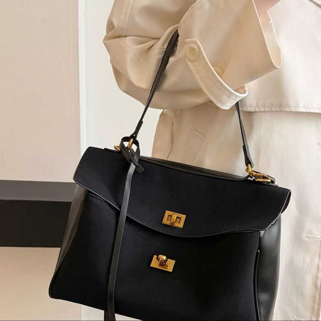 Solid Color Flap Crossbody Bag