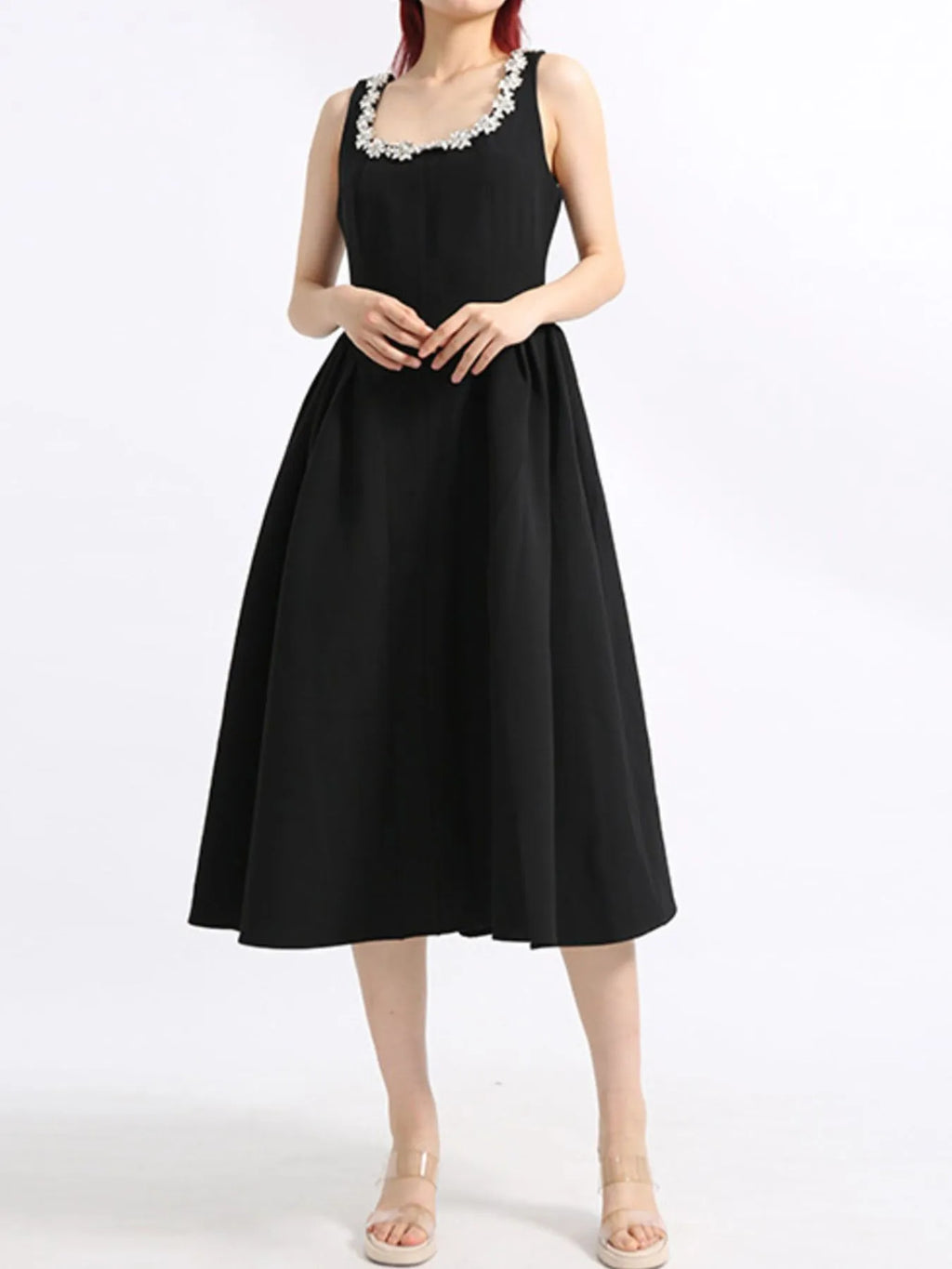 Flower Scoop Neck Sleeveless Dress