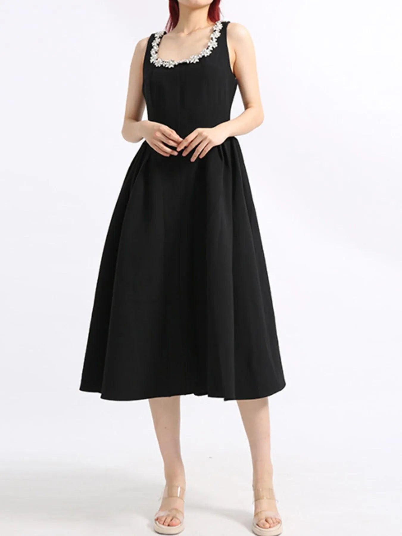 Flower Scoop Neck Sleeveless Dress