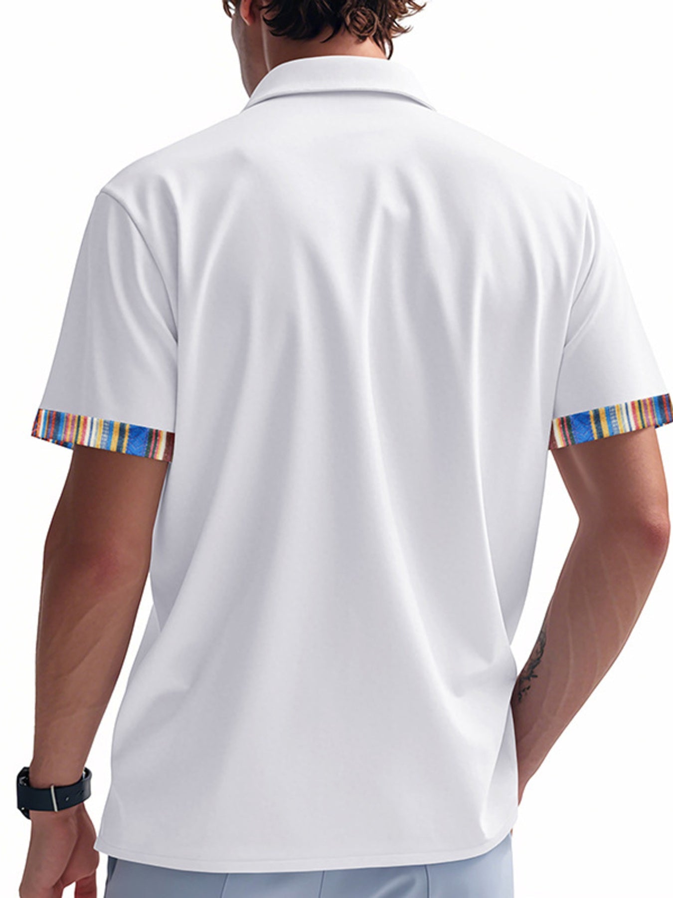 Men's Full Size Short Sleeve Shirt with Colorful Trim Plus Size