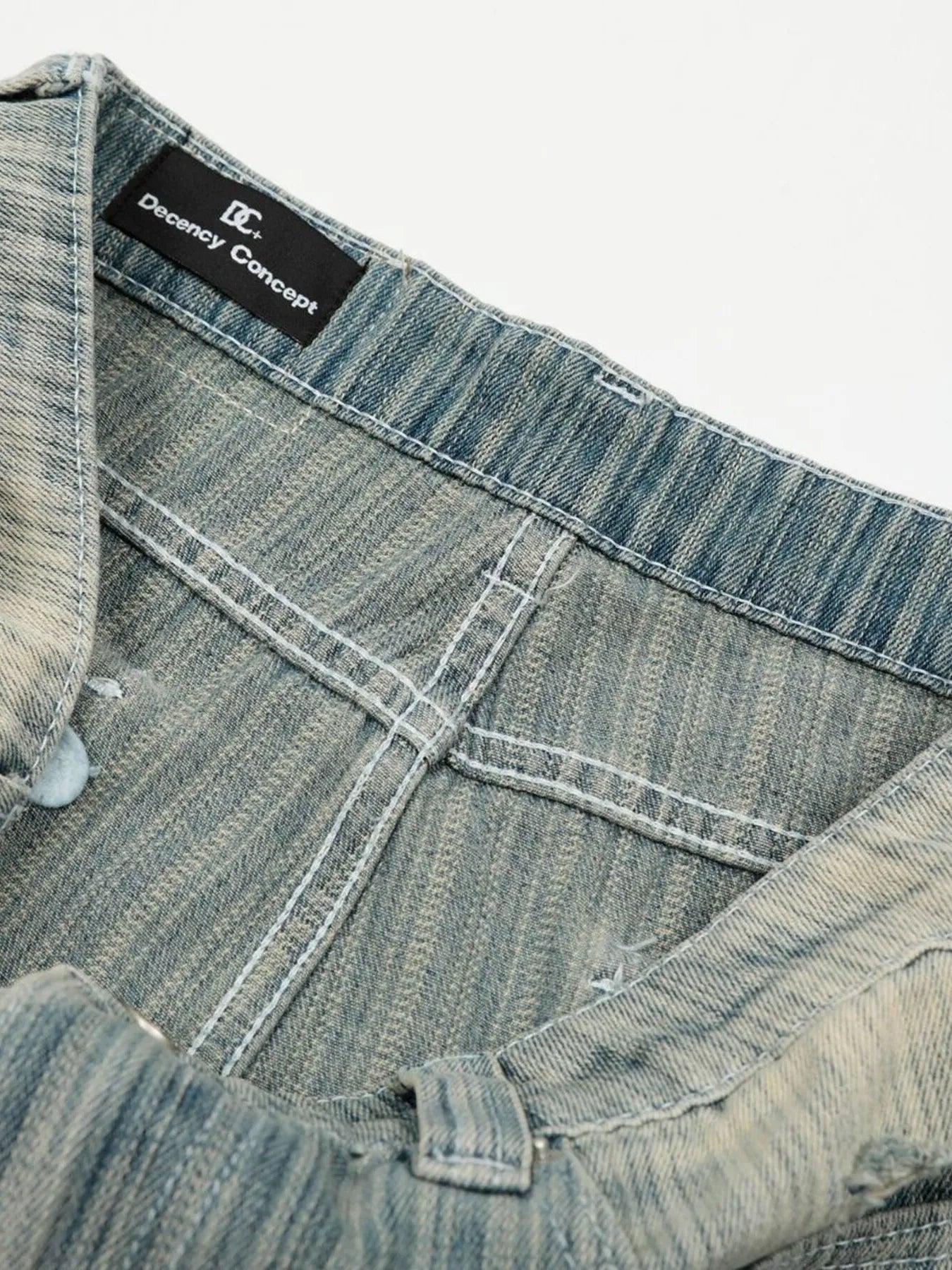 Men's Washed Pinstripe Wide Leg Jeans