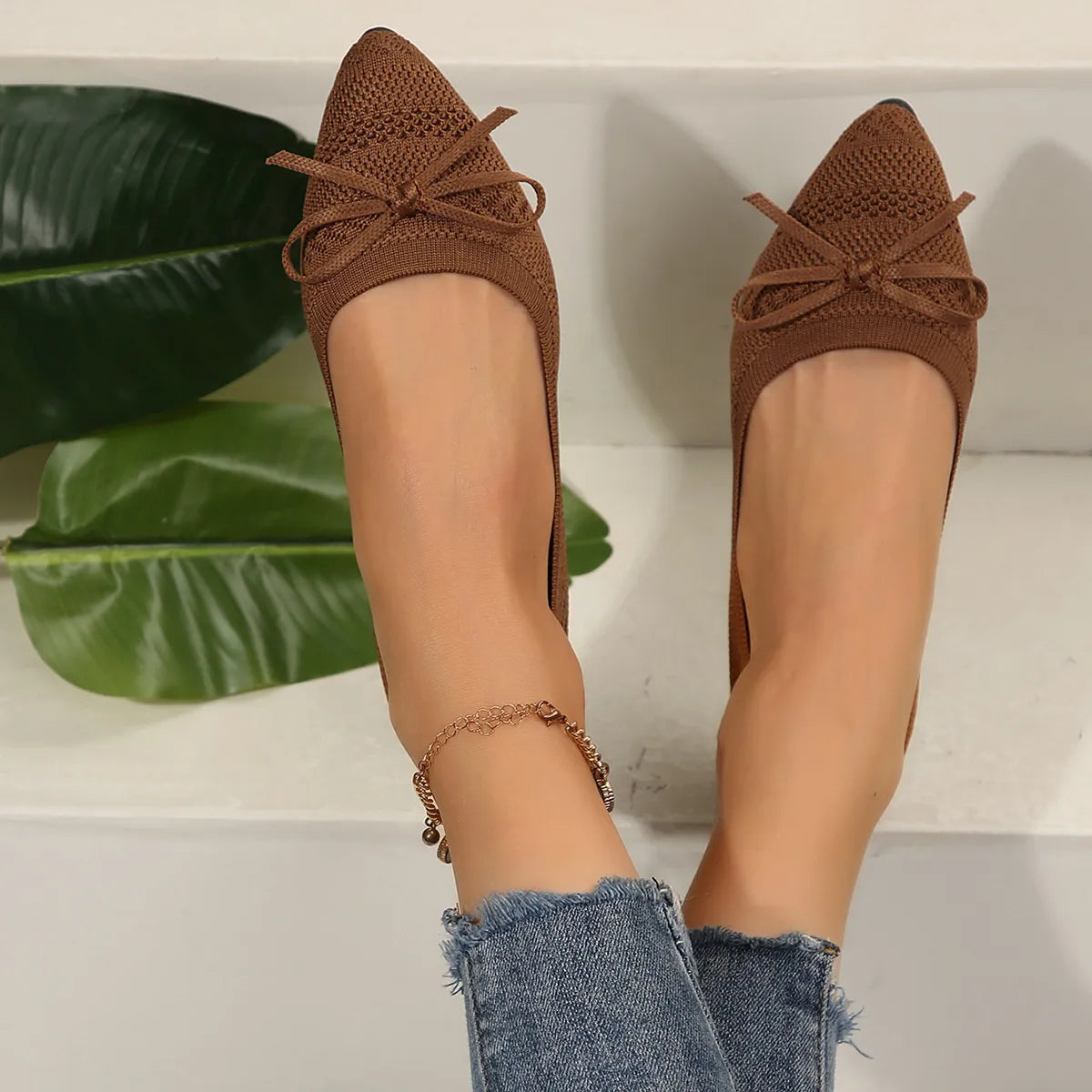 Bow Point Toe Flats Slip-Ons