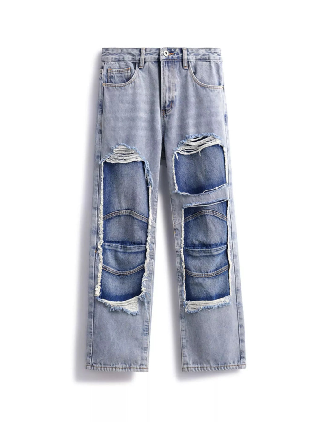 Men's Distressed Patchwork Jeans