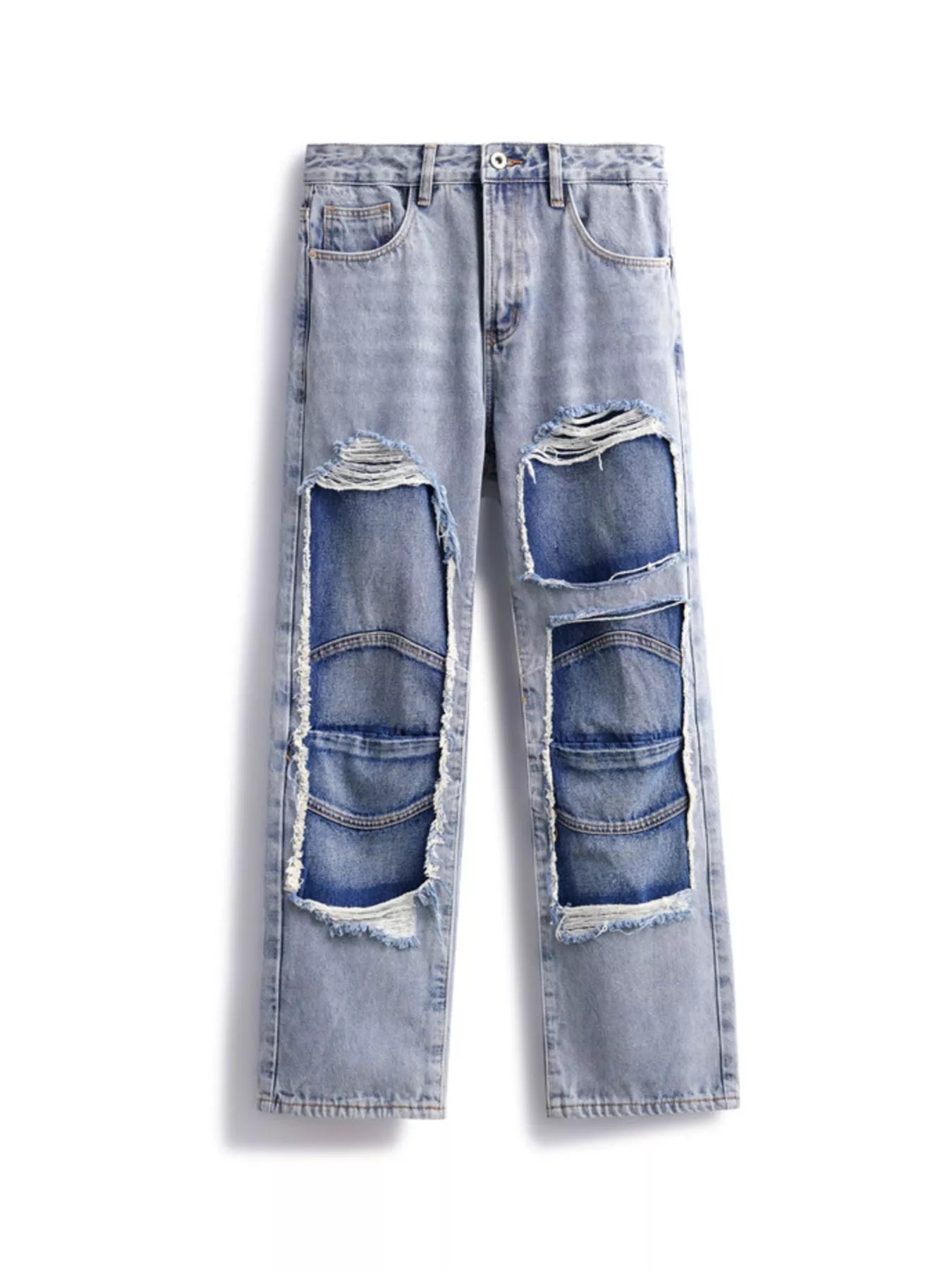 Men's Distressed Patchwork Jeans