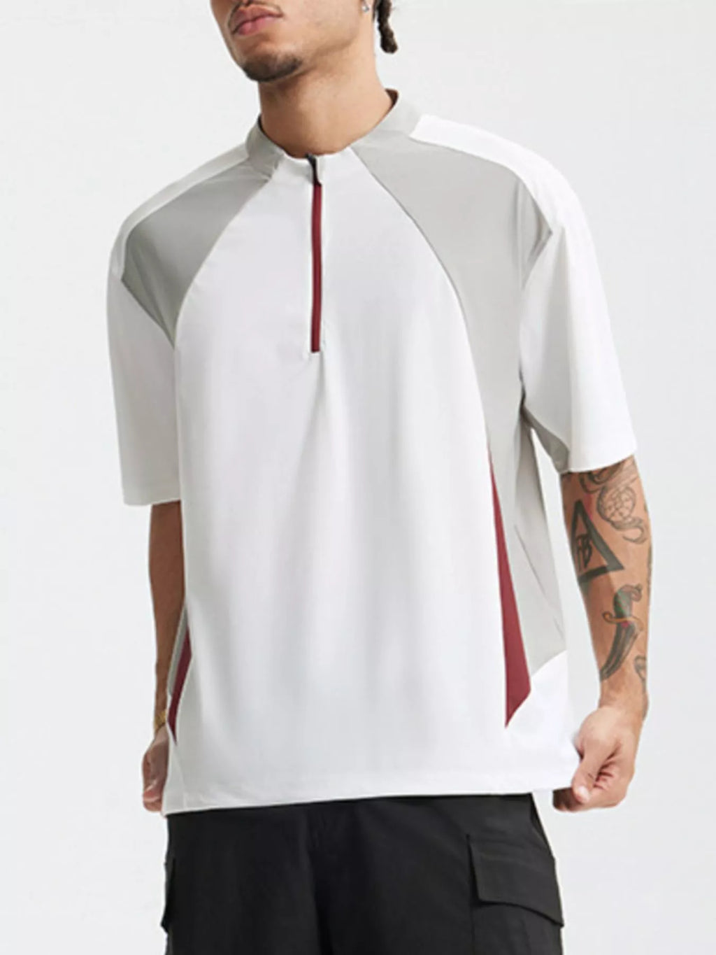 Men's Color Block Quick-Dry Half Zip T-Shirt