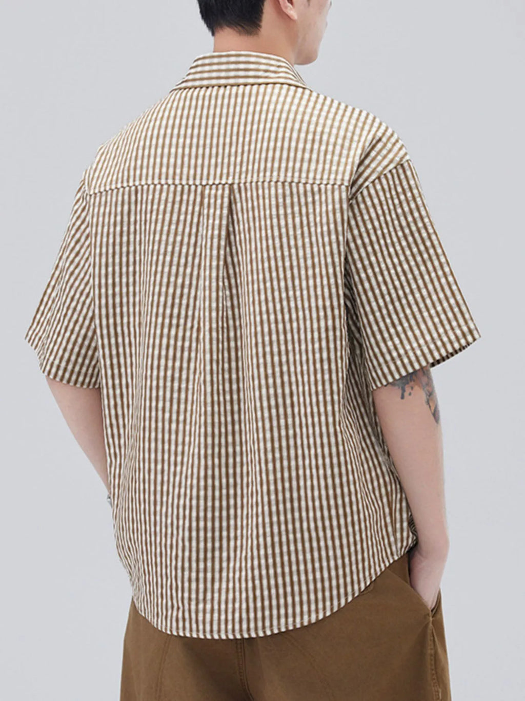 Men's Plus Size Striped Short Sleeve Shirt