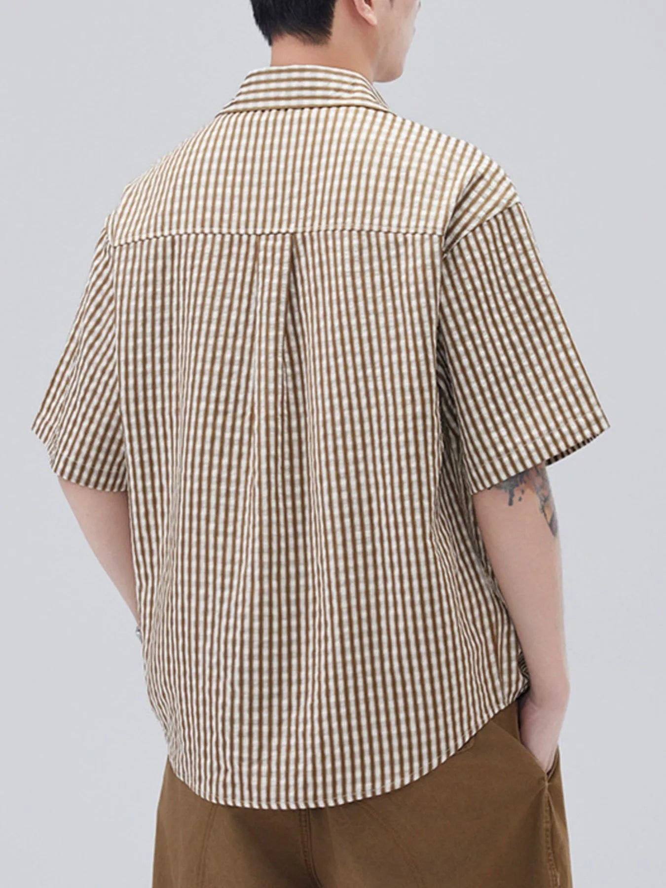 Men's Plus Size Striped Short Sleeve Shirt
