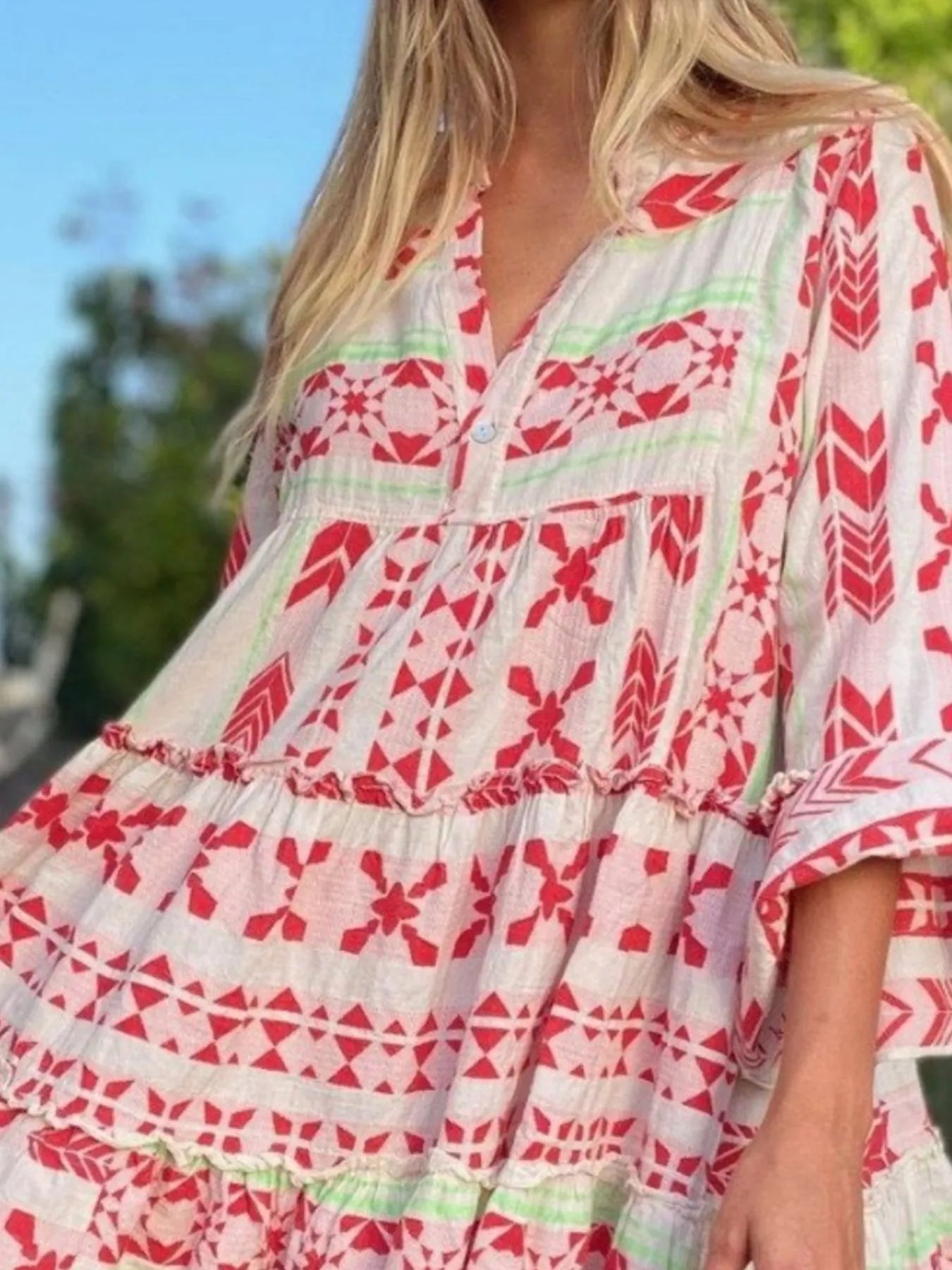 Printed Tiered Babydoll Dress