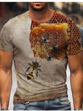 Men's Full Size Printed Round Neck T-Shirt Plus Size